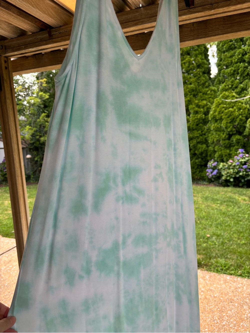 Women's Mint Tie-Dye Maxi Dress - Sleeveless V-Neck - Picture 2 of 5